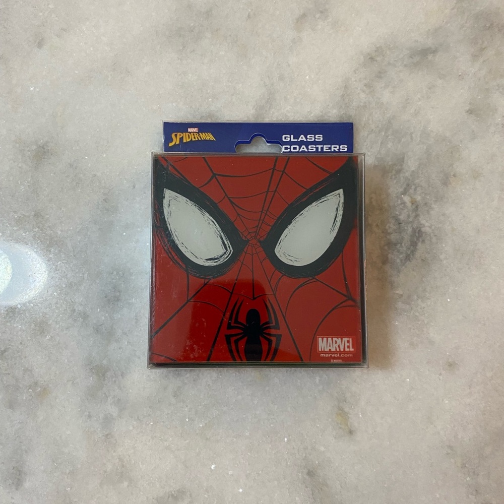 Four Glass Coasters. Marvel Spider-Man